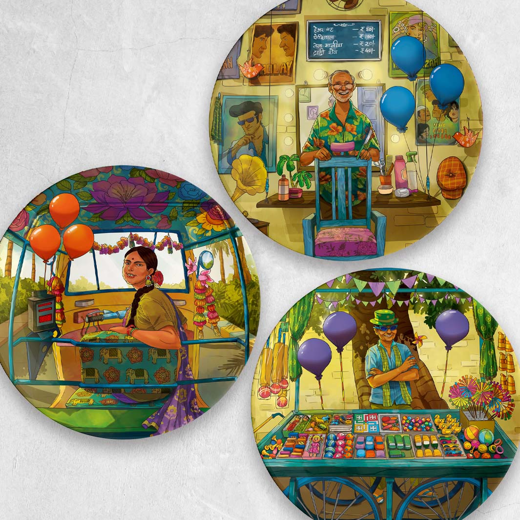 The Colourful Quirks | Decor Plates | Set of 3 | 5"