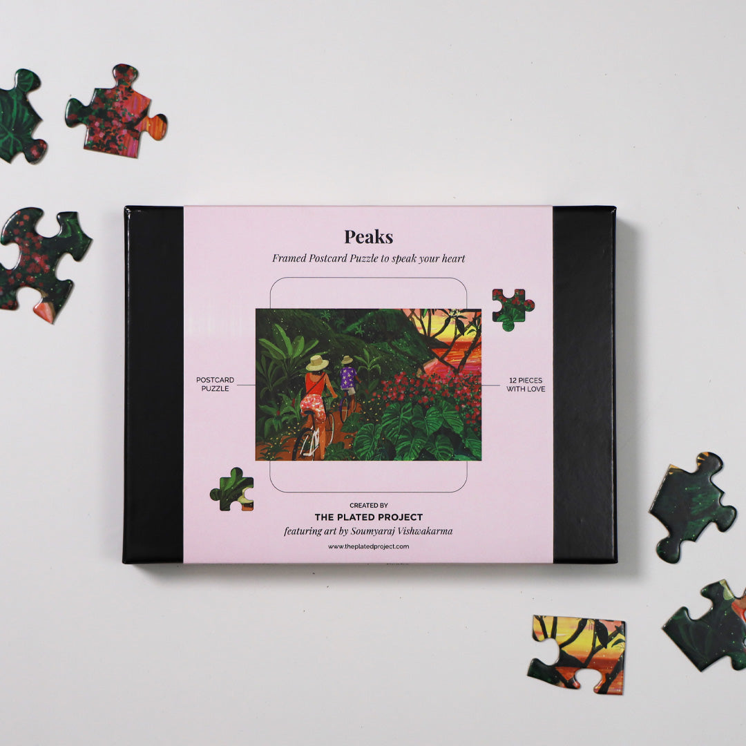 Peaks | Postcard puzzle with frame | 12 pieces