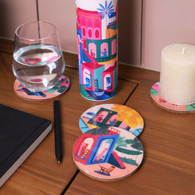 City of Pink Elegance | Coasters | Set of 4