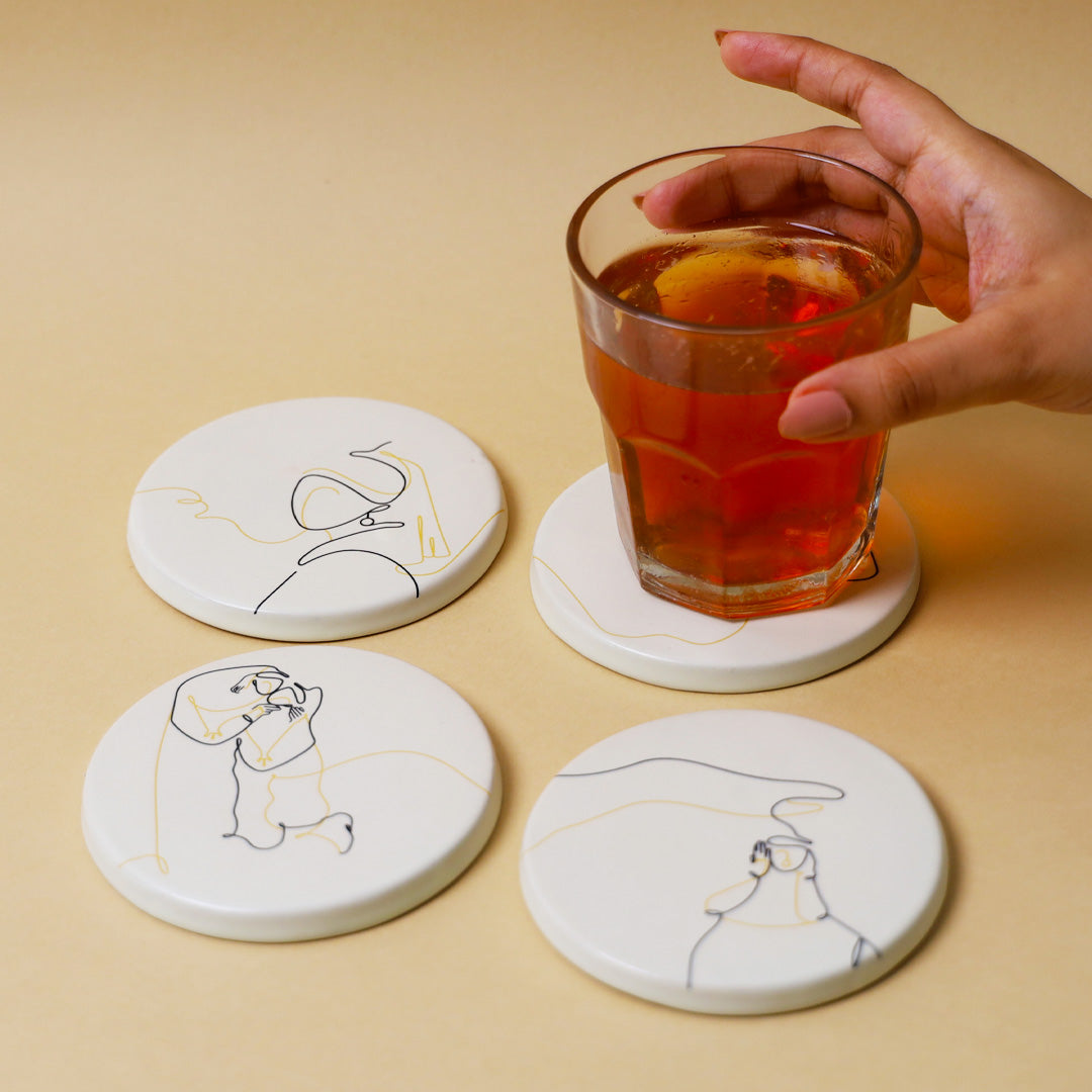 Between the Lines | Ceramic Coasters | Set of 4