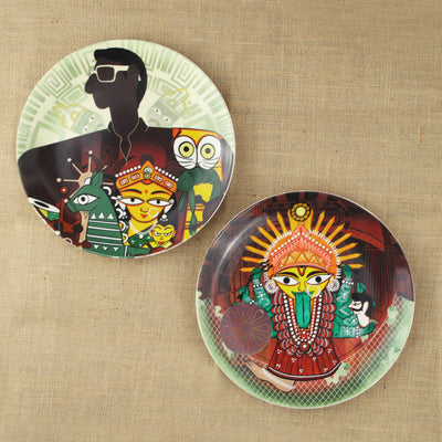 The People’s Plates - Handcrafted Kalighat Decor Plates (Set of 2)