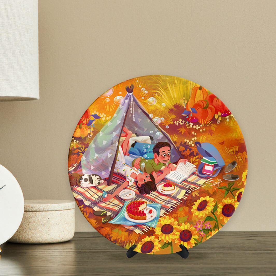 Autumn tent engraved decor plate - The Plated Project