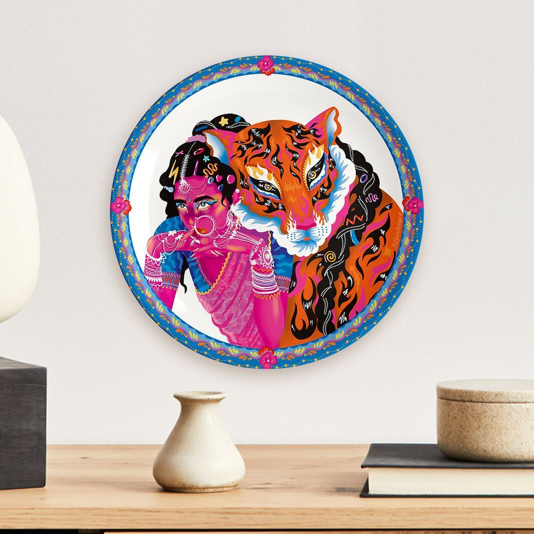 Fear the Tiger Woman engraved decor plate