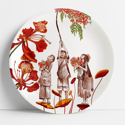 Gulmohar tree engraved decor plate - The Plated Project